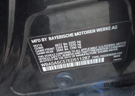 2014 BMW 528I z USA, uszkodzony, nr VIN WBA5A5C57ED511287